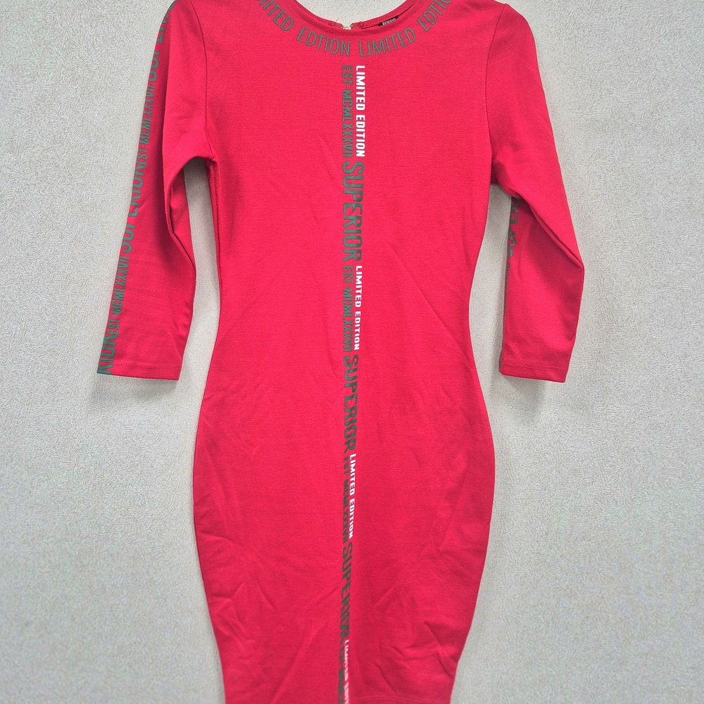 Vibrant Red Long Sleeve Dress by [Brand]